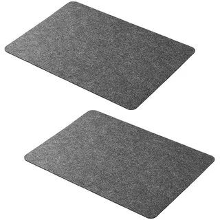 PROPLUS 370334V01 Tischset aus Filz, Grau, 33 x 45 cm, mit Rutschfester Unterseite, für Camping, 2 Stück