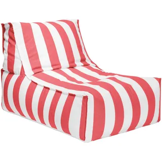 Outdoorsitzsack , Rot, Weiß , Textil , Streifen , 280 l , Füllung: Polystyrol , 65x65x100 cm , Outdoor, Reißverschluss , Wohnzimmer, Sessel, Sitzsäcke, XXL Sitzsäcke