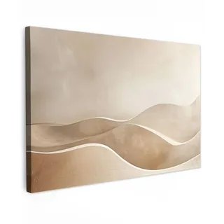 MuchoWow Leinwandbild Beige - Natur - Abstrakt - Modern Wanddeko 90x60 cm , Textil , Rechteckig , 90x60 cm , FSC 100% , gerahmt , Bilder & Rahmen, Bilder, Leinwandbilder