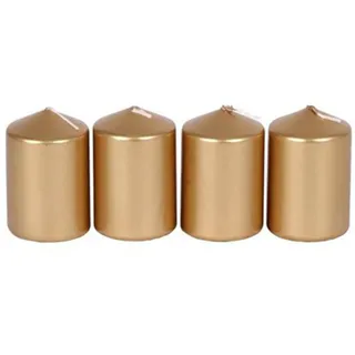 Metallic-Stumpenkerzen gold 4er-Set Adventskerzen Weihnachtskerzen Tischdeko