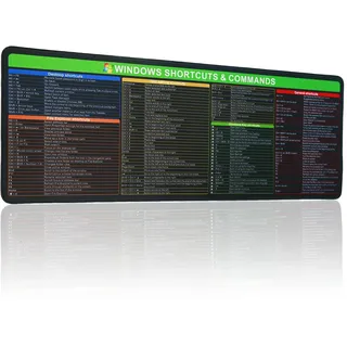 JIANCHENGART Mauspad mit Windows-Tastenkombinationen, extra große Tastaturkürzel-Matte für PC, Gaming-Schreibtischunterlage, Weiß oder Hellgrau