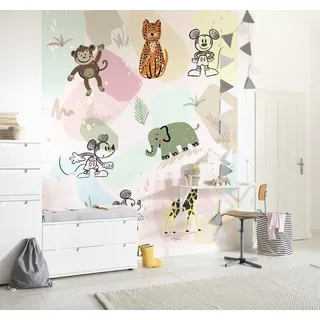 Disney Vlies Fototapete - Mickey Safari - Größe 200 x 250 cm - Kinderzimmer, Tapete, Kindertapete