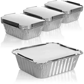 com-four® 24x Aluminium-Schale - Auflaufschale mit Deckel - Aluschale, Grillschale, Auflaufform, Backform, zum Kochen, Backen und Grillen (24 Stück - mit Deckel)