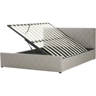 Beliani Bett Kunstleder Taupe 160 x 200 cm Bettkasten Hochklappbar Exklusive Ausstrahlung Kopfteil Elegant Romantisch - Grau