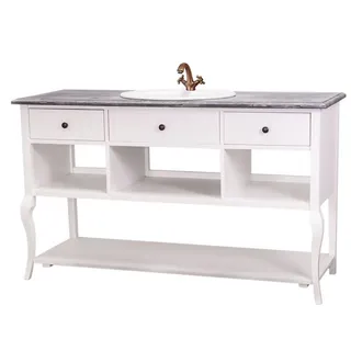 Casa Padrino Landhaus Stil Waschschrank Waschtisch Ohne Waschbecken Grau / Weiss - Bad Schrank