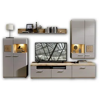 FUN PLUS 2 Wohnwand Komplett-Set Basalt Eiche 320 x 205 x 47 cm (B/H/T)