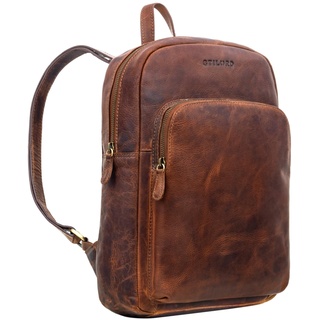 STILORD 'Jona' Lederrucksack mit Laptopfach 15,6 Zoll Echtleder für Herren und Damen hell-braun Großer Vintage Rucksack für Business Studenten Reisen und City-Rucksack Leder Retro