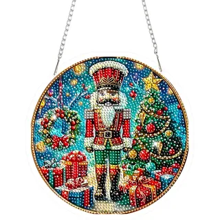 feelive Weihnachtsbaum Diamond Painting Anhänger für Erwachsene, 5D Nutcracker Diamond Painting Anhänger mit Kette, DIY Cross Kristall Schmetterling Hängend Diamond Art Bilder für Wanddekor