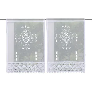 Schmidt W. Gmbh Kurzgardinenset , Weiß , Textil , 30 cm , Heimtextilien, Vorhänge, Scheibengardinen