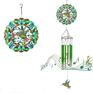 TFANUO Windspiel Metall Wind Chimes15cm Edelstahl 3D Windspiel Innen mit Laserschnitt Kinetic Spinner ¡­