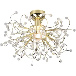 Reality Leuchten Deckenleuchte Gloria R61311003, Metall Messing poliert, Behang Acryl klar, exkl. 1x E27