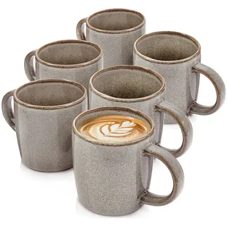 Sänger Kaffeebecher SET Kairo Graphit - 6 teilig aus Steingut , Braun , Keramik , kratzfest , Geschirr, Tassen, Kaffeebecher