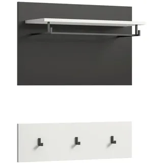 Livetastic Garderobenpaneel , Grau, Weiß , Holzwerkstoff , 80x73x27 cm , FSC Mix , Aufhängemöglichkeit, Hutablage, Kleiderstange , Garderobe, Garderobenpaneele, Garderobenpaneele