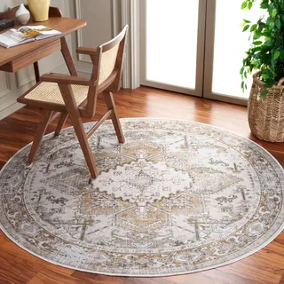 Safavieh Traditionell Teppich für Ideal für stark frequentierte Bereiche - Arizona Collection, Kurzer Flor, Beige und Gold, 122 X 122 cm