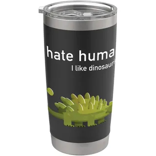 liebe dinosaurier ich hasse menschen autism nerd dino Doppelwandiger Edelstahl-Thermobecher