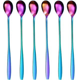 GRÄWE Eis- und Latte-Macchiato-Löffel aus Edelstahl, langer Löffel, ideal für Kaffee, Desserts und Eistee, spülmaschinenfest, mehrfarbig