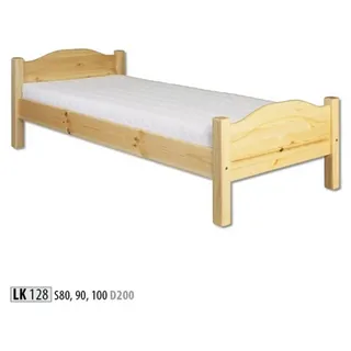 Einzelbett Jugendbett Kieferbett Kiefer Vollholz Holzbett 100x200 Handarbeit Neu - Braun
