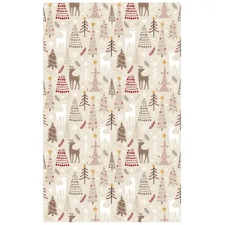 MANI TEXTILE - Weihnachts-Teppich, Beige, Maße: 70 x 140 cm