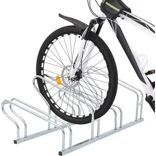vidaXL Fahrradständer für 4 Fahrräder Freistehend Silberfarben
