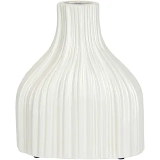 I.GE.A. Dekovase »Blumenvase aus Keramik, geriffelt, bauchig, glänzend, Keramikvase« Deko-Vase für Blumen, Pampasgras, Trocken- oder Kunstblumen u. Zweige, weiß
