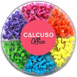 CALCUSO Reißnägel: 240 Bunte, Haltbare Reißnägel/Pinnadeln/Reißzwecken in 6 Farben je 40 Stück - Farbig Sortiert in praktischer Aufbewahrungsbox - Ideal für Haushalt, Büro, Schule, Uni