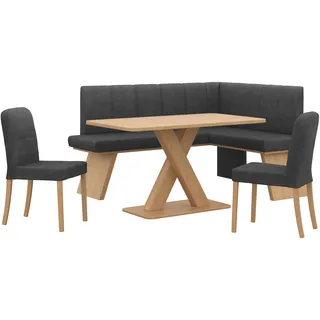 OTTO home "Nina", Set, 4er, 4 Stk. tlg. Sitzgruppe Esszimmer Stühle Tisch und Bank bequem gepolstert, jet schwarz, dekor eiche ontario),