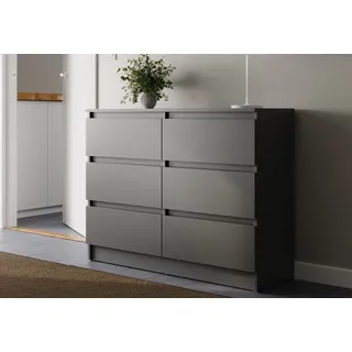 home collective Kommode 80 | 100 cm breit mit Schubladen Kommode anthrazit Holz Schrank mit Sideboard Highboard Anrichte Schlafzimmer Wohnzimmer Flur Büro Organizer Breite 100 cm 6 Schublade - Grau