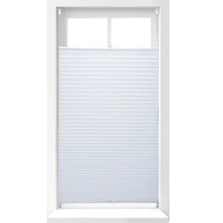 4 x Plissee Rollo ohne Bohren, Klemmfix zum Kleben, Faltrollo lichtdurchlässig, Faltstore weiß, BxH: 90 x 210 cm - Weiß