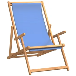 vidaXL Strandstuhl Klappbar Massivholz Teak Blau - Blau