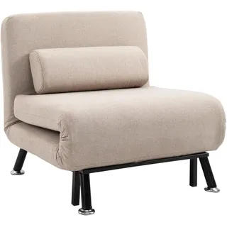 Homcom Schlafsessel HOMCOM Polyester 70 x 75 x 75 cm Beige mit Rückenkissen