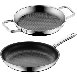 WMF Set 2-teilig Profi Resist Wabenpfanne 24cm und 28cm, Servierpfanne Induktion, für alle Herdarten geeignet, Mehrschichtmaterial beschichtet, Wabenstruktur, Edelstahlgriff, backofenfest