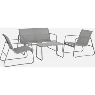 sweeek - Gartenset aus Metall und Textilene für 4 Personen - Hellgrau - Hellgrau