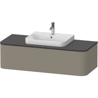 Duravit Happy D.2 Plus Konsolenwaschtischunterbau wandhängend, 1300x550 mm, 1 Auszug, für Aufsatzbecken Position mittig, HP4942M92920010, Farbe: Steingrau Seidenmatt Lack mit Innenbeleuchtung
