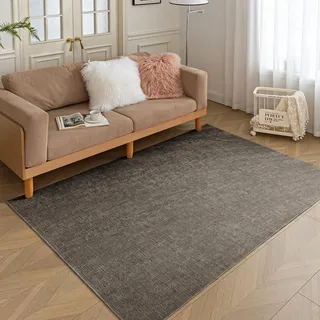 HARESLE Teppich Wohnzimmer Kurzflor-60x90cm Teppich Klein Kurzflor Teppiche Schlafzimmer, Chenille Kinderzimmer Teppiche Waschbar, Dünner rutschfeste Tepich für Büro Küchen Bettvorleger(Taupe)
