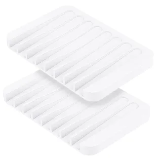 MOGADEE® 2 Stück Weiß Seifenschale Silikon, Seifenschale mit Ablauf, Seifenhalter Silikon für Badezimmer Dusche Rutschfreies Design Seifenablage für Bad Küche Zähler