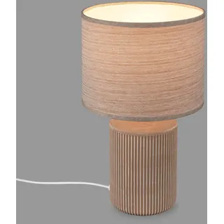 BRILONER - Tischlampe mit Stoffschirm, Kabelschalter, Keramikfuß, Lampe, Nachttischlampe, Tischleuchte, Dekolampe Flur, Bürolampe, Leselampe, Wohnzimmer, Schlafzimmer, 22x37,5 cm (DxH), Braun