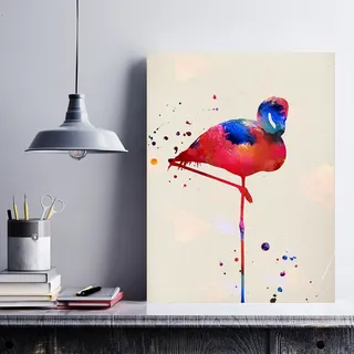 Nacnic Flamingo Aquarell Poster. Wasserfarbe Stil Wanddekoration Abbildung von bunten Malereien. Verschiedene kreative und mehrfarbige Tier Bilder ohne Rahmen. Größe 24x30cm.