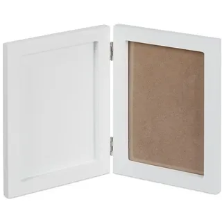 Relaxdays Babybilderrahmen mit Gipsabdruck, Set für Handabdruck oder Fußabdruck, DIY Babyabdruck mit Rahmen, weiß