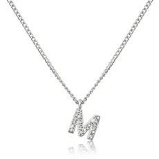 GD GOOD.designs Kette mit Buchstaben M Silber für Damen I Hautverträgliche Halskette mit initialen Anhänger I Silberne Edelstahl Buchstabenkette