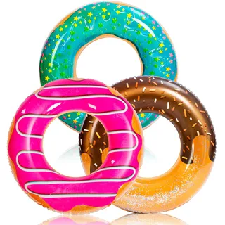 JOYIN 3 Pack Aufblasbarer Donut Schwimmreifen 32.5"/82.55cm, Schwimmring, Sommer Wasser Spielzeug, Donut Schwimmring Luftmatratze Donut für Schwimmbadpartys und Donutpartydekorationen