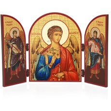NKlaus Schutzengel Triptychon Holz Ikone 25x16cm christlich 11308