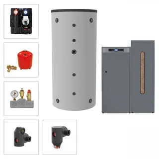 Pelletkessel Ofen Grau SET PLT-AC 25-1A Variante a (1x SLS-800 Pufferspeicher)