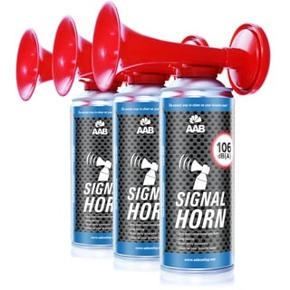 3 x AABCOOLING Signal Horn – Laut Air Horn 106 dB(A), Tröten Fußball Mit Nicht Brennbarem Gas, Bis Zu 120 Kurze Pieptöne, Lufthorn, Vuvuzela, Pressluft Gashupe, Drucklufthupe, Druckluftfanfare