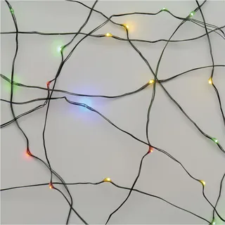 EMOS Multicolor Nano-Lichterkette für Innen und Außen (IP44), 15m lange LED-Weihnachtslichterkette NANO für Partys, Weihnachten, 6 Stunden Timer Funktion, Netzteil und Transformator, grünes Kabel