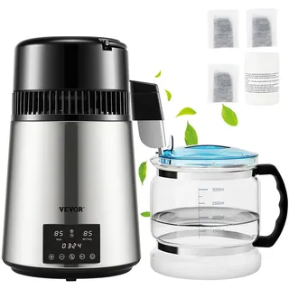 Vevor Wasserdestillierer Destilliergerät 750 W 1 L/Std. Wasserdestilliergerät, Destillationsapparatur Wasserdestilliermaschine 180 x 190 mm Edelstahl Wasserherstellungsmaschine Wasser Distiller