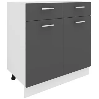 Mid.you Küchenunterschrank , Anthrazit, Weiß , Metall , 1 Fächer , 2 Schubladen , 80x82x46 cm , individuell planbar , Küchen, Küchenmöbel, Küchenschränke, Küchenunterschränke