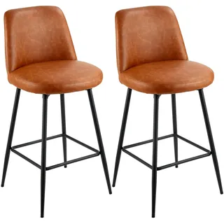 VEVOR Barhocker Thekenhocker 2 Stk. (98 cm hoch) Küchenstuhl mit Rückenlehne & Metallrahmen, Bistrostuhl (136,1 kg belastbar) Küche Esszimmer Kücheninsel Bar, Barstuhl Küchenhocker Braun