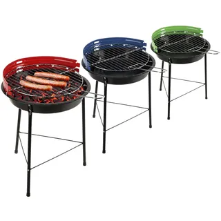 com-four® 3x BBQ Grill, Dreibein mit höhenverstellbarem Grillrost | runder Standgrill aus Metall für Balkon - Terrasse - Garten - Strand - Holzkohle-Grill [Auswahl variiert]