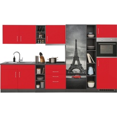 Bild MÖBEL Küchenzeile »Paris«, mit E-Geräten, Breite 390 cm, rot
