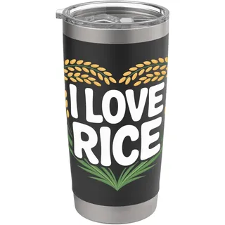 I Love Rice Herz Weizen Design Doppelwandiger Edelstahl-Thermobecher